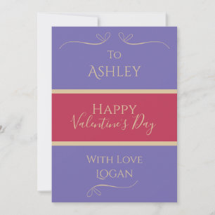 Tarjeta Festiva Nombre personalizado día de San Valentín Púrpura R