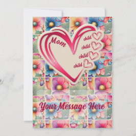 Tarjeta Festiva Nombre Personalizado Mamá Niños Día de la Madre Fl