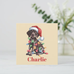 Tarjeta Festiva Nombre Personalizado Pointer Alemán de Pelo Corto 