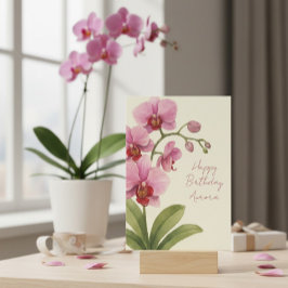 Tarjeta Festiva Nombre personalizado Vintage Watercolor Birday Car