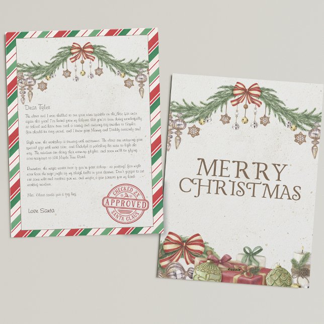 Tarjeta Festiva Nombre y dirección personalizados Carta de santa (Subido por el creador)