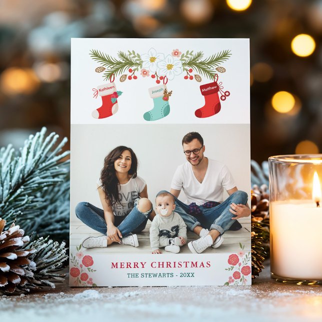 Tarjeta Festiva Nombres familiares en acciones de Navidades con fo (Subido por el creador)