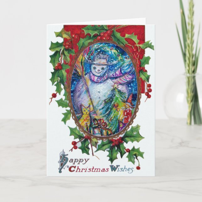 Tarjeta Festiva NOMUJER CON JUGUETES, Navidades Crown Hollyberries (Anverso)