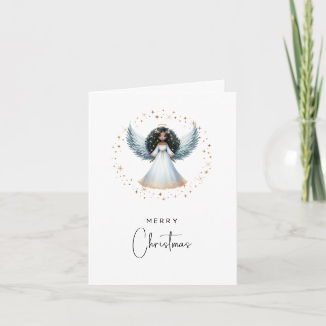 Tarjeta Festiva Non Photo Folded Christmas Card Black Angel (Anverso)