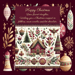 Tarjeta Festiva Nordic Christmas Scandinavia Village GrandDaughter