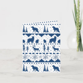 Tarjeta Festiva Nórdica Marina Azul de los Animales de Invierno