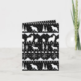 Tarjeta Festiva Nórdico Sweater Animales De Invierno Negros Y Blan