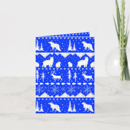 Tarjeta Festiva Nórdico Sweater Royal Blue White Winter Animales d