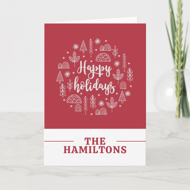 Tarjeta Festiva Nórdicos escandinavos Felices Fiestas personalizad (Anverso)