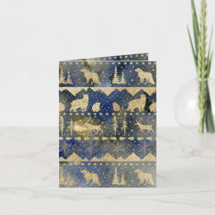 Tarjeta Festiva Nórdicos Sweater Gold Winter Animals