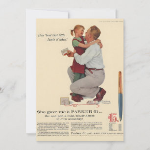 Tarjeta Festiva Norman Rockwell Me Dio Un Parker 61 Pen Magazi