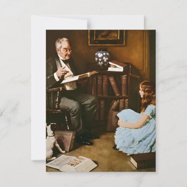 Tarjeta Festiva Norman Rockwell Whereabouts Enciclopedia Britann (Anverso)
