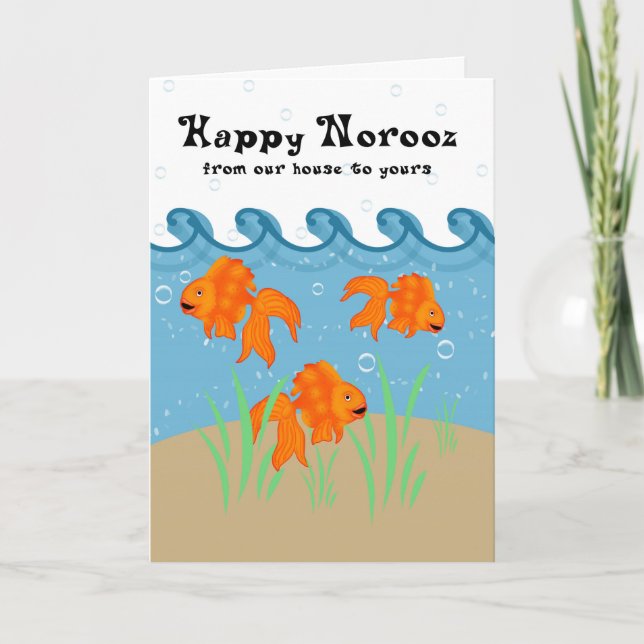 Tarjeta Festiva Norooz feliz - Año Nuevo persa - Goldfish y Bub (Anverso)
