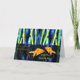 Tarjeta Festiva Norooz feliz, Goldfish por Año Nuevo persa