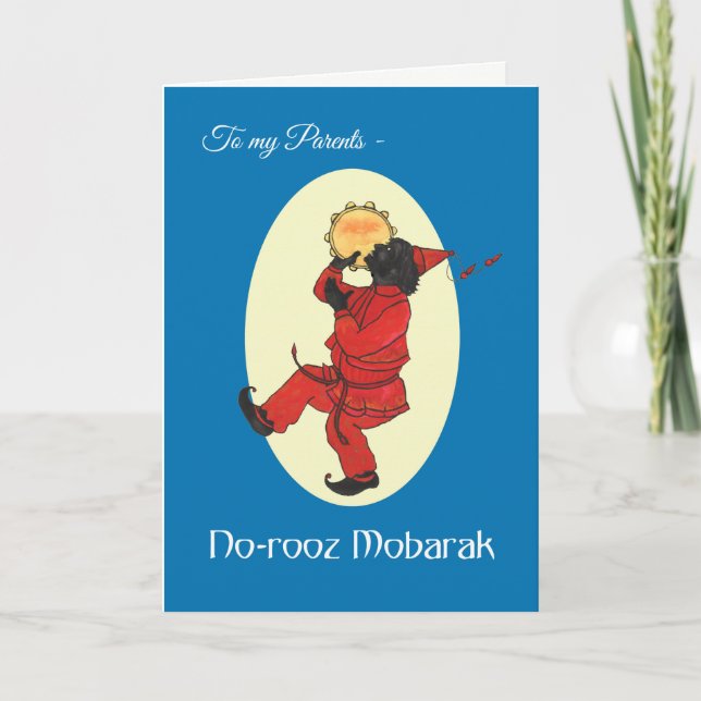 Tarjeta Festiva Norooz Haji Firuz Año Nuevo Persa Para Padres (Anverso)