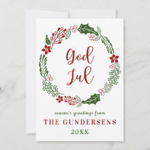 Tarjeta Festiva Noruego y sueco Feliz Navidad, personalizado