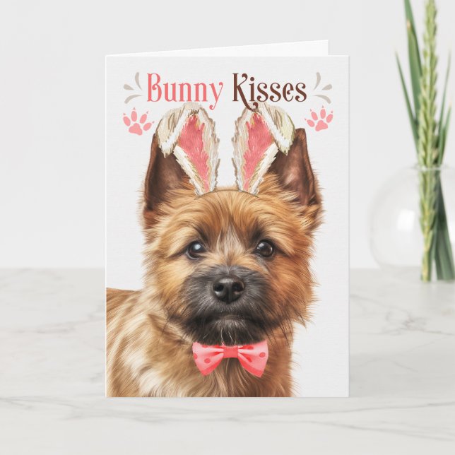 Tarjeta Festiva Norwich Terrier Dog Bunny Oars for Easter (Anverso)