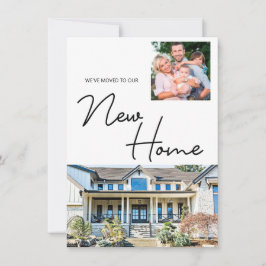 Tarjeta Festiva Nos hemos mudado a nuestra nueva casa y foto famil