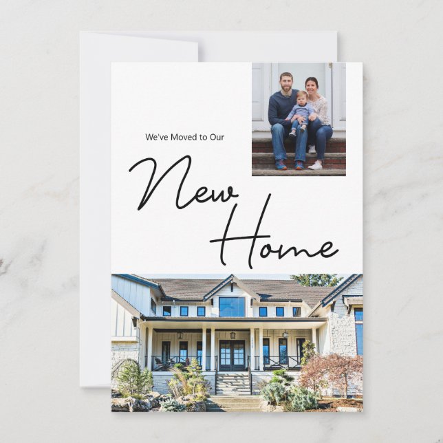 Tarjeta Festiva Nos hemos mudado a nuestra nueva foto de casa fami (Anverso)