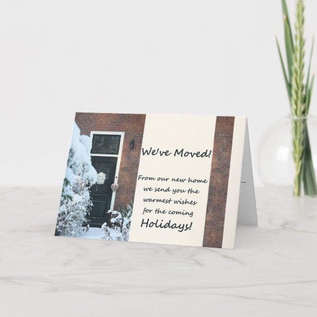 Tarjeta Festiva Nos hemos mudado, deseamos las próximas vacaciones (Anverso)