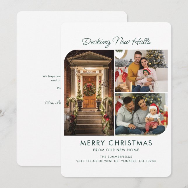 Tarjeta Festiva Nos hemos mudado Navidades de Collage de fotos de  (Anverso / Reverso)