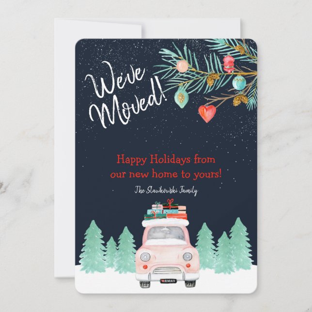 Tarjeta Festiva Nos hemos mudado y estamos moviendo a los Navidade (Anverso)