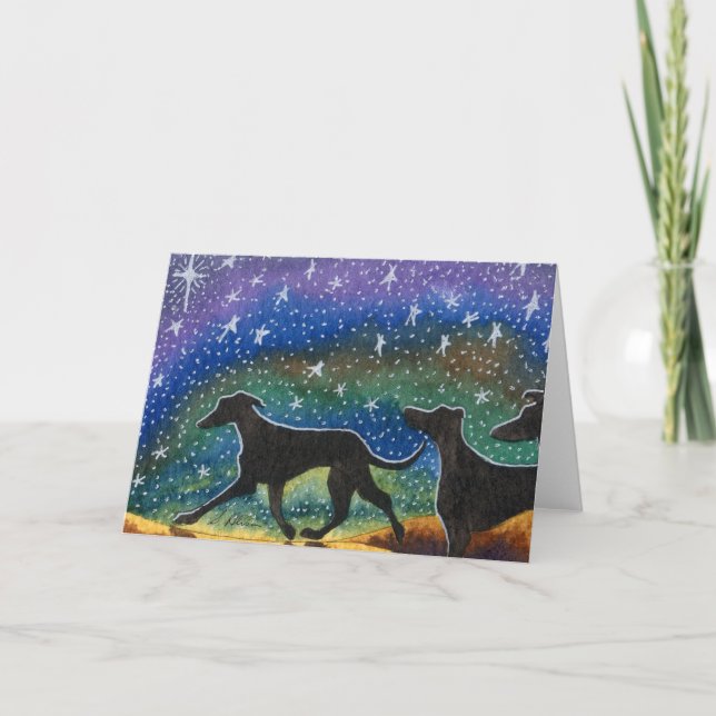 Tarjeta Festiva Nosotros tres perros del galgo (Anverso)