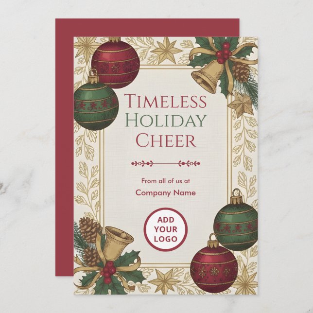 Tarjeta Festiva Nostalgic Heirloom Holiday Client Logo Ready Pack (Anverso / Reverso)