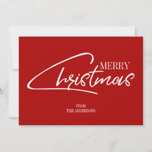 Tarjeta Festiva Nostalgic Merry Christmas Script Holiday Card