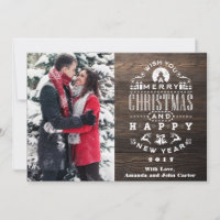 Nostalgic WOOD Christmas Greetings Vertical Photo