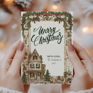 Tarjeta Festiva Nostálgica Casa de vacaciones