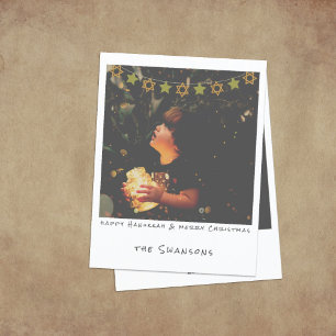 Tarjeta Festiva Nostálgica foto instantánea Hanukkah/Navidades