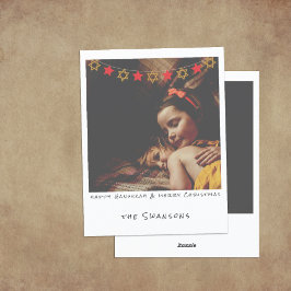 Tarjeta Festiva Nostálgica foto instantánea Hanukkah/Navidades