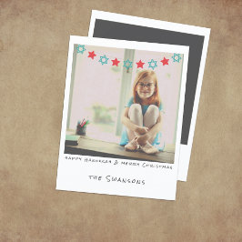 Tarjeta Festiva Nostálgica foto instantánea Hanukkah/Navidades