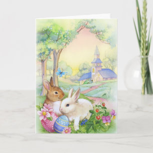 Tarjeta Festiva Nostálgico, conejitos de pascua del vintage