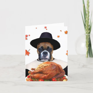 Tarjeta Festiva Notecard del perro boxeador de Acción de Gracias