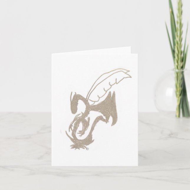 Tarjeta Festiva Notecard, dragón divino del oro del indicador (Anverso)