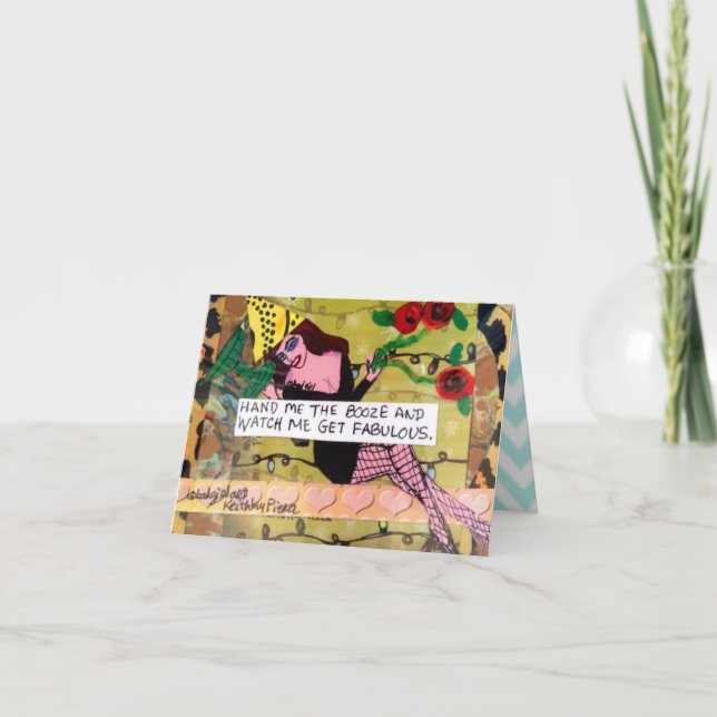 TARJETA FESTIVA NOTECARD-MANO LA BOOZA Y MIRA CONSEGUIR (Anverso)