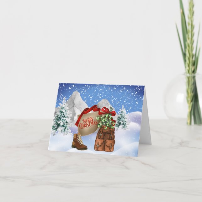 Tarjeta Festiva Notecard, Navidades de Hikers (Anverso)