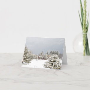 Tarjeta Festiva notecard nevoso de la escena del invierno del lago