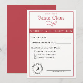 Tarjeta Festiva Notificación de Santa de Retraso en la Entrega en