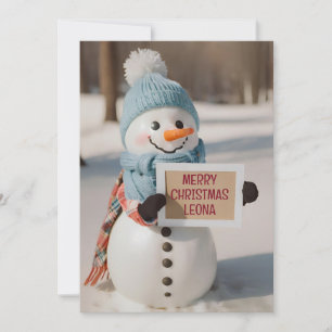 Tarjeta Festiva Novedad personalizada de saludo de Snowman para ni