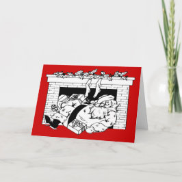 Tarjeta Festiva Novedades divertidas de Santa Claus haciendo entre
