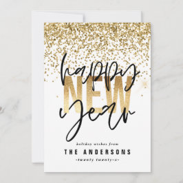 Tarjeta Festiva Novedades en oro de la tipografía mínima moderna