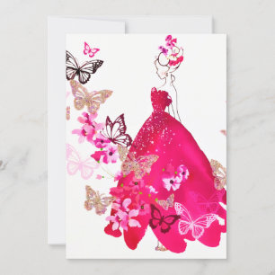 Tarjeta Festiva Novia acuarela mariposa floral brillo dorado