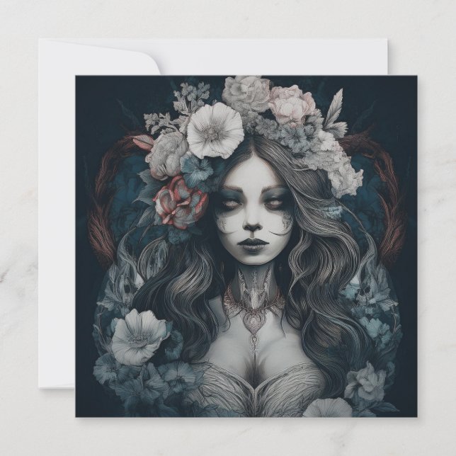 Tarjeta Festiva Novia cadáver de AI (Anverso)