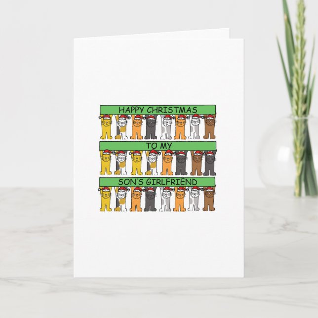 Tarjeta Festiva Novia del hijo Navidades felices con gatos gracios (Anverso)