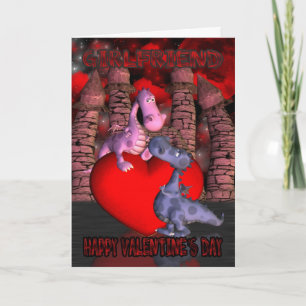 Tarjeta Festiva novia, dos lindos dragones, uno en el corazón uno