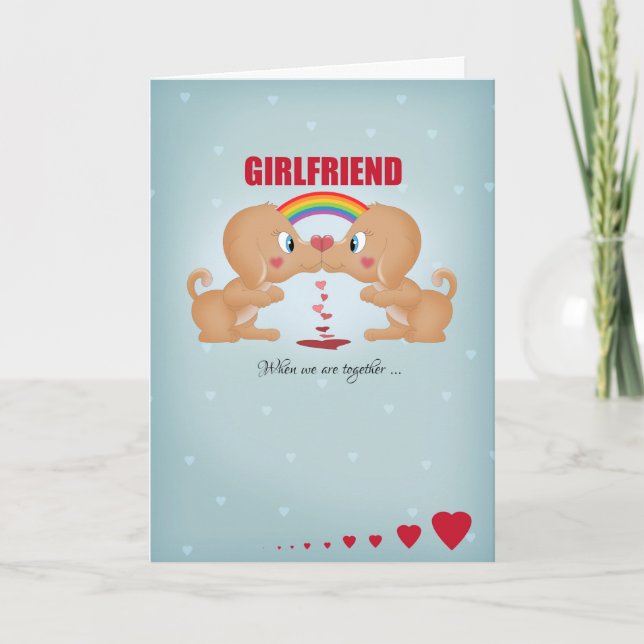 Tarjeta Festiva Novia El día de San Valentín Lesbiana Besando Perr (Anverso)