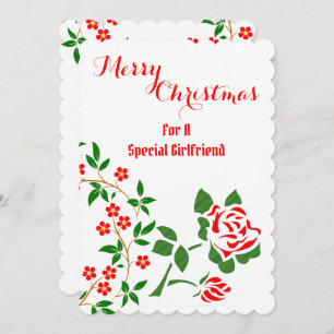 Tarjeta Festiva Novia especial Merry Christmas Red Rose Flora